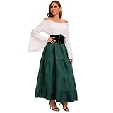 Feynman Robe médiévale rétro pour Femme avec Manches