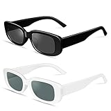Ainiv 2 Paires Lunettes de Soleil Vintage, Mode Rectangulaire