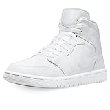 NIKE Femme WMNS AIR Jordan 1 Mid Sneaker, White/White-White,