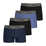Athena Homme Basic Coton Ld40 Boxer, Bleu/Noir/Bleu
