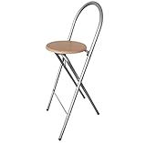 KMH®, Tabouret de Bar Pliable Pratique avec décor hêtre