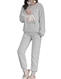 Minetom Femmes Filles Pyjama Ensemble Hiver Manche