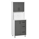 HOMCOM Armoire de Cuisine Multi-rangements 2 + 1 Porte