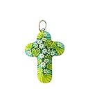 Pendentif en forme de croix en verre de Murano Vert