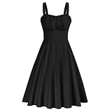 Chic Robe avec Bretelles Taille Haute Robe Mi-Longue