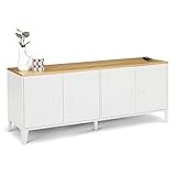 IDMarket - Buffet Bas 140 cm Ester 4 Portes métal Blanc