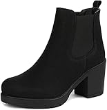 DREAM PAIRS FRE Bottines Talons PU Femme Noir 41 EU
