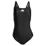 adidas Femme 3 Stripes C-Back Swimsuit, Black/White,