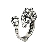 CrownOfRibbons Bague tigre en argent réglable pour