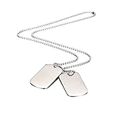 Collier Pendentif Homme Double Plaque,Armée Style Militaire