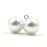 LEEQ‿Lot de 10 Boutons de Boule de Perles Blanches