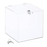 Relaxdays Urne Transparente en Acrylique, 2 clés, Couvercle,