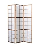 Paravent Japonais Shoji en Bois Brun de 3 pans L132