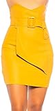 Koucla Haut Taille Simili Cuir Jupe Mini Jupe avec