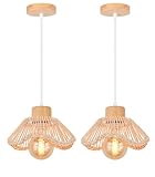 DLGLOLIN Lots de 2 Suspension Luminaire en Bambou Tressée