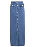 SS7 Nouvelles Femmes Jeans Jupe Longue, Bleu Denim,Tailles