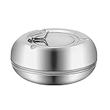 Cendrier rond moderne en acier inoxydable - Avec couvercle