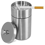 HONZUEN Cendrier En Acier Inox avec Couvercle, Ashtray