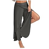Dasongff Pantalon Large Fluide Femme, Pantalon Fendu