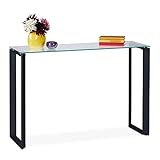 Relaxdays Table Console Verre, Meuble d’appoint étroit,
