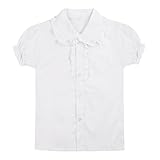 Alvivi Enfant Fille Chemise Manches Courtes Col à Volants