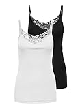 Only Femme Onlkira Lace Singlet 2 Pack D bardeur, Noir
