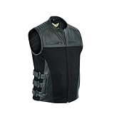 Leatherick Warrior Gilet de motard en jean et cuir