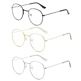 DXIA 3 Paires Métal de Trame Unisexe Lunettes Rondes