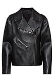 HUGO Femmes Livios Blouson de Motard en Cuir thermocollé