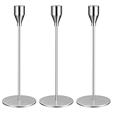 Ensemble de 3 bougeoirs argentés, bougeoirs en métal,