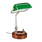 Relaxdays Lampe de banquier bureau table abat-jour