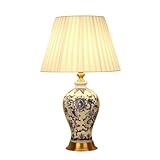 Lampe de table WLLWHF, chinoise en porcelaine bleue