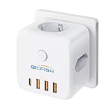 Bigfish 7 en 1 Multiprise USB Cube avec Interrupteur,