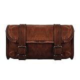 Véritable Cuir de chèvre Vintage pour Moto, 2 Sangles