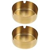 EXCEART Lot de 2 cendriers décoratifs dorés - Style