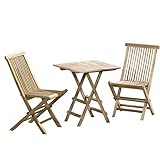 CHICREAT - Ensemble 3 pièces Salon de jardin en teck,