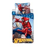 Parure de Lit Spiderman City 100% Coton, Réversible,