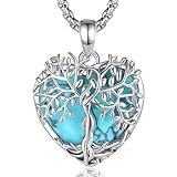 AEONSLOVE Collier Arbre de Vie Femme Turquoise Pendentif