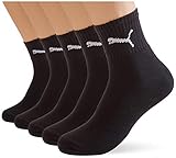 PUMA Lot de 5 Chaussettes Courtes Unisexes, Noir, 35-38