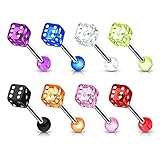 Lot 8 Piercings Langue DINA Dé Poker Casino Acier Chirurgical