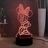 Belle veilleuse LED Mickey Minnie Mouse, télécommande