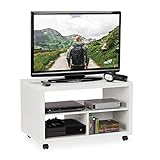 Relaxdays, blanc Meuble TV, 3 sections pour appareils,