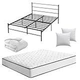 CEYIRO Ensemble Matelas 160x200 et Lit 160x200cm et