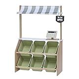 Teamson Kids Marchande Enfant Stand Petit marché Bois