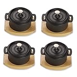 ECHTWERK Marmite en fonte, mini marmite avec planche