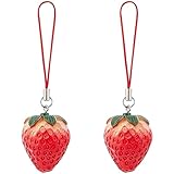 craspire 2 Pcs Fraise Pendentif Téléphone Charme Simulation