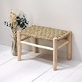 Banc marocain en bois massif et tressage naturel (Tressage