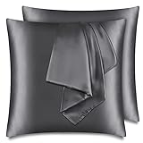 Zenssia Lot de 2 housses de coussin en satin avec fermeture