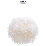iDEGU Lustre Suspension Ø 30cm Lustre Plume Blanche