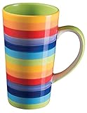 Grande tasse peinte à la main à rayures arc-en-ciel